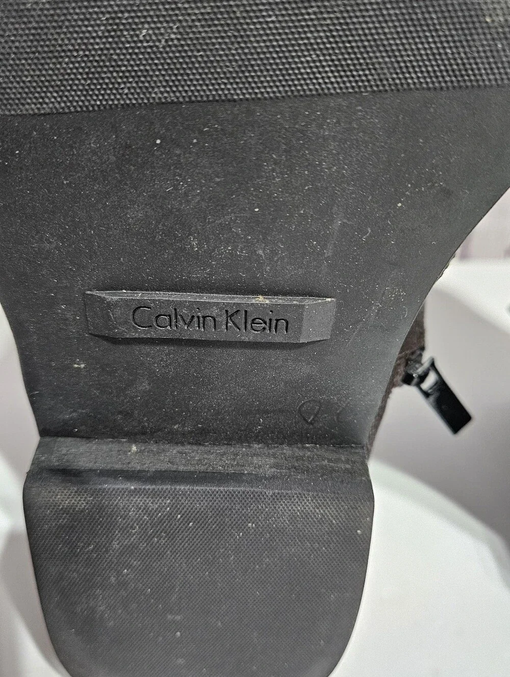 Calvin Klein Black Leather Ankle Boots with Buckle Strap